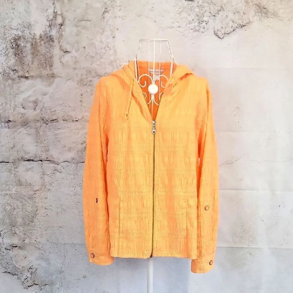 Christopher & Banks Orange Hooded Jacket Lightweight Womens Size L